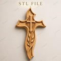 Fichier CNC & impression 3D – croix chrétienne en bas-relief 3D, modèle STL pour sculpture bois et décoration murale