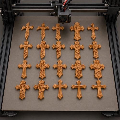 Fichier CNC & impression 3D pack 20 croix religieuses – bas-reliefs chrétiens pour sculpture bois, décoration murale STL