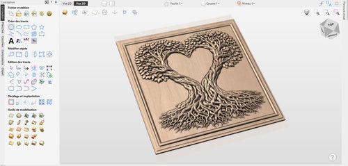 Fichier CNC cœur arbre de vie – bas-relief romantique pour sculpture bois, décoration murale Saint-Valentin STL