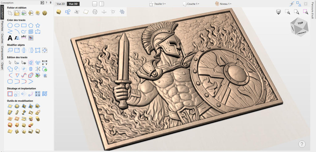 CNC-Datei spartanischer griechischer Krieger, Holz-Relief Mythologie, antike Wanddekoration, Schild Schwert, 3D STL-Graviermodell