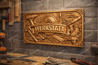 Fichier CNC panneau Werkstatt atelier, bas-relief outils bois, décoration murale workshop, modèle gravure 3D STL