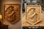 CNC Datei Holzfäller Axt, rustikales Holz-Basrelief, Hüttendekoration, Holzskulptur, 3D STL Gravurmodell