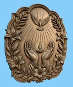 CNC & impression 3D relief mains avec lampe, colombe et lys, fichier STL très haute qualité