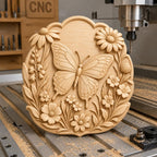 CNC & impression 3D relief papillon avec fleurs, décor floral élégant, fichier STL très haute qualité