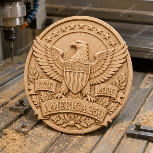 CNC & impression 3D America 250 aigle et blason, relief patriotique USA 1776 2026 STL haute qualité