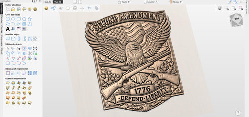 Fichier CNC aigle patriotique 1776 Second Amendment, bas-relief bois liberté, décoration murale USA, modèle gravure 3D STL
