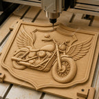 CNC & 3D-Reliefdruck Custom Motorrad mit Flügeln, Biker Garage Dekor, sehr hochwertige STL-Datei