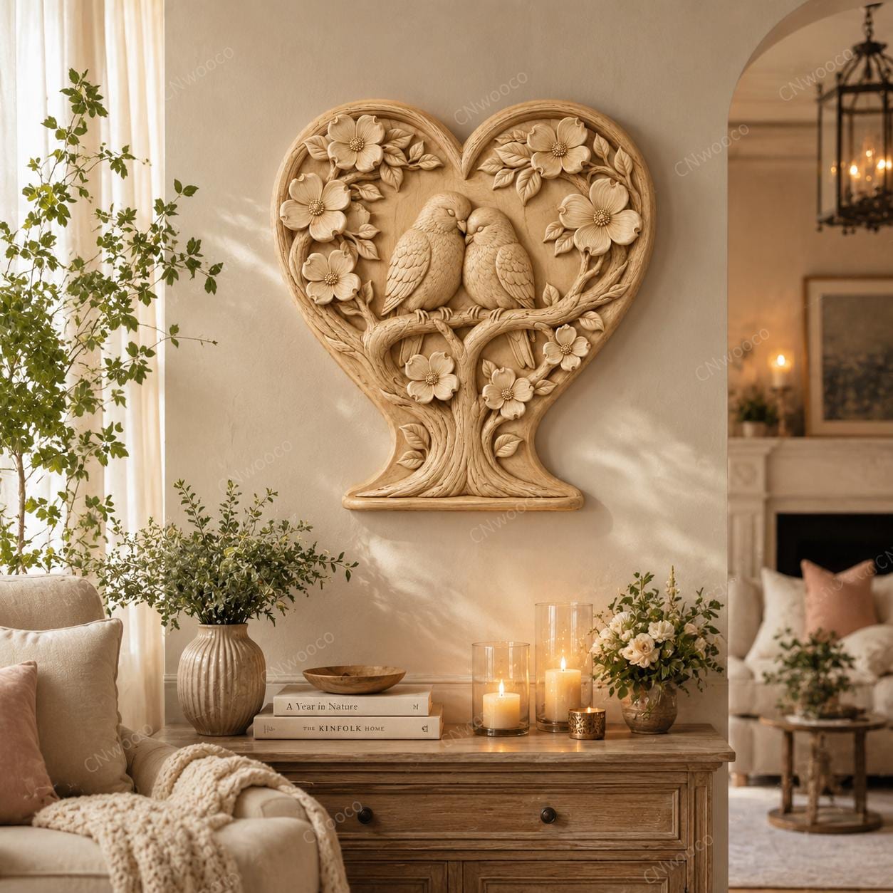 CNC & impression 3D oiseaux amoureux dans cœur floral, fichier STL très haute qualité