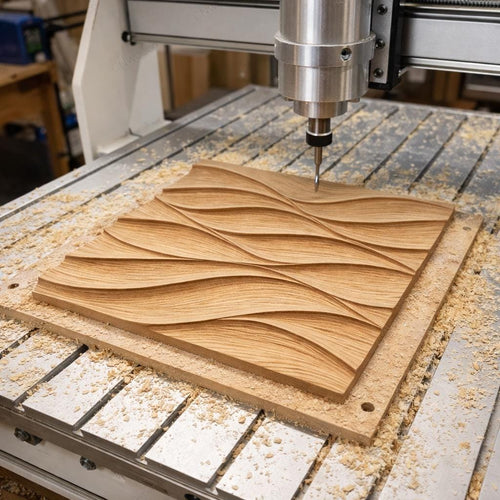 Fichier CNC panneau texture bois vague – bas-relief pour sculpture bois, design porte de meuble et décoration murale STL