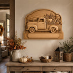 CNC- & 3D-Druck Vintage Herbst Relief Pickup, Bauernhaus-Datei für Holzgravur, hochwertige STL, anpassbar