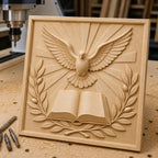 CNC & impression 3D relief colombe Saint-Esprit avec livre ouvert, fichier STL très haute qualité