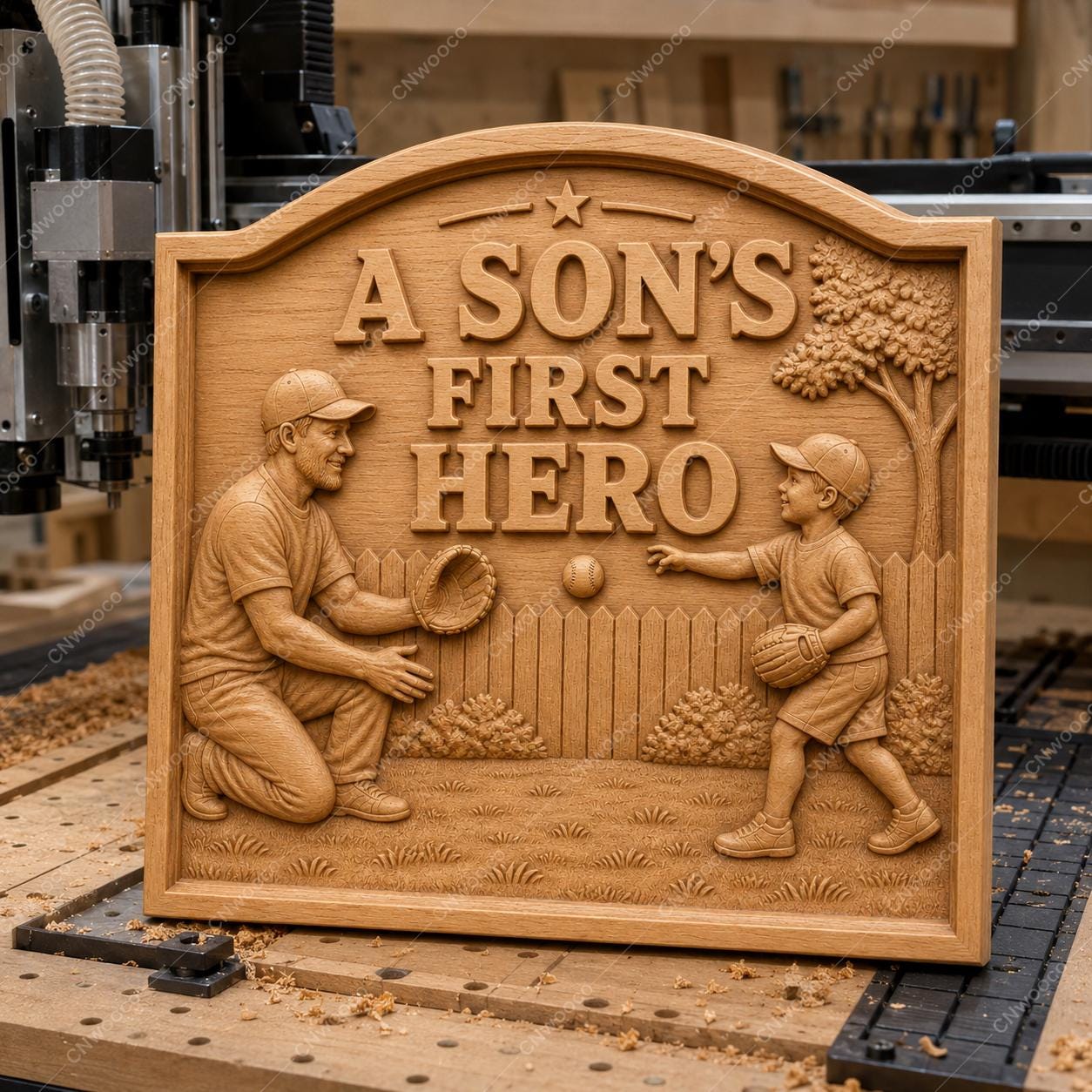 CNC & 3D-Reliefdruck Vater und Sohn Baseball First Hero, sehr hochwertige STL-Datei