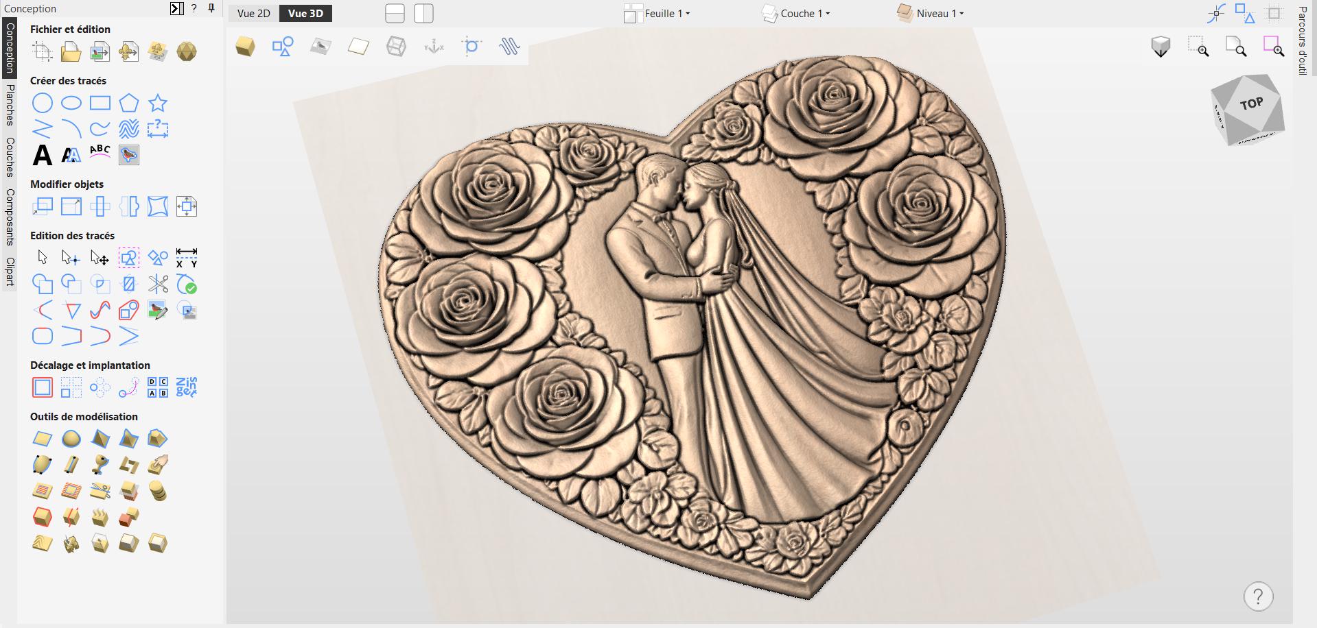 CNC-Datei & 3D-Druck Hochzeitsherz – Flachrelief romantisches Paar für Holzskulptur, Wanddekoration und Geburtstagsgeschenk STL