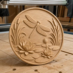CNC & impression 3D relief libellule avec lotus et nénuphars, décor nature, fichier STL très haute qualité