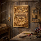 Fichier CNC panneau Workshop – bas-relief pour sculpture bois, décoration murale atelier et fraiseuse CNC STL