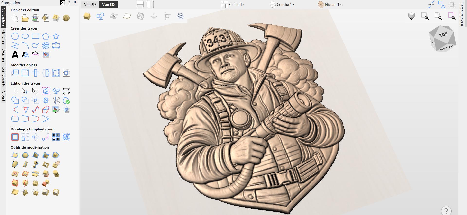 CNC-Datei Feuerwehrmann – Wandrelief für Holzskulptur, rustikales Dekoschild und Geschenkidee für Feuerwehrleute STL