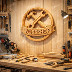 Fichier CNC panneau workshop outils bois, bas-relief atelier menuisier, décoration murale garage, modèle gravure 3D STL