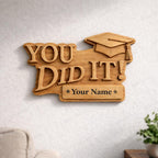 Fichier CNC & impression 3D panneau “You Did It” graduation à personnaliser – bas-relief bois pour cadeau diplôme, décoration murale STL
