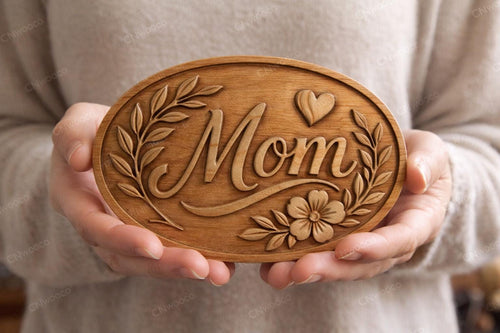 Fichier CNC & impression 3D panneau Mom floral – bas-relief bois pour cadeau fête des mères, décoration murale rustique STL