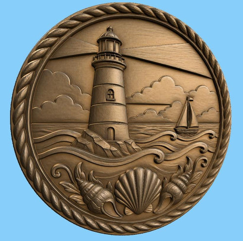 CNC & impression 3D phare marin avec voilier, STL de haute qualité pour sculpture bois bord de mer