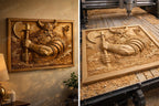 CNC-Datei Wikingerkrieger Nordische Axt, skandinavisches Holz-Basrelief, rustikale Wanddekoration, Holzskulptur, 3D STL Gravurmodell