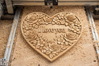 Fichier CNC & impression 3D cœur "I Love You" floral – bas-relief romantique pour sculpture bois, décoration murale STL