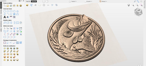 Fichier CNC poisson bass pêche, bas-relief bois nature, décoration murale lac cabane, cadeau pêcheur, modèle gravure 3D STL