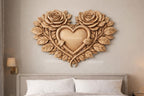 Fichier CNC cœur roses floral, bas-relief bois décoratif, décoration murale, modèle gravure 3D STL