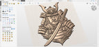 CNC-Datei Samurai-Rüstung japanisch, Basrelief Holz Krieger, asiatische Wanddekoration, Holzschnitzerei, 3D-Gravurmodell STL