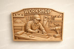 Fichier CNC panneau workshop menuisier, bas-relief bois atelier, décoration murale garage, modèle gravure 3D STL