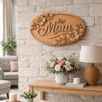 Fichier CNC panneau maman floral – bas-relief bois pour cadeau fête des mères, décoration murale STL