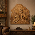CNC & impression 3D relief loups dans la forêt avec lune, décoration wildlife pour gravure bois, STL de haute qualité
