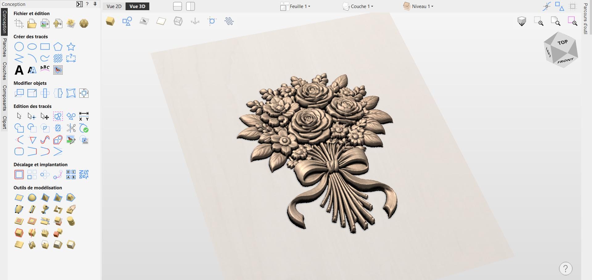 CNC-Datei Blumenstrauß Rosen – 3D-Relief für Holzskulptur, Wanddekoration STL
