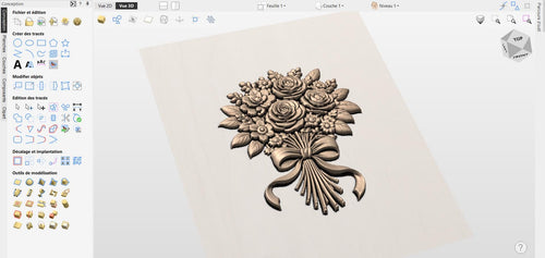 Fichier CNC bouquet floral roses – bas-relief 3D pour sculpture bois, décoration murale STL
