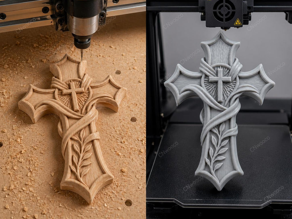 Fichier CNC & impression 3D – croix chrétienne en bas-relief 3D, modèle STL pour sculpture bois et décoration murale