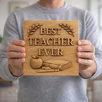 Fichier CNC & impression 3D panneau Best Teacher Ever – bas-relief bois pour cadeau professeur, décoration murale école STL