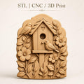 CNC & impression 3D relief nichoir à oiseaux floral, birdhouse décor jardin, fichier STL très haute qualité