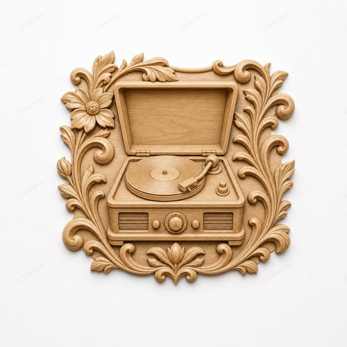 CNC & impression 3D relief tourne-disque vintage avec ornements floraux, fichier STL très haute qualité