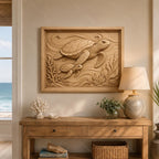 CNC- und 3D-Druck-Relief Meeresschildkröten, Ozean-Tierwelt-Datei für Holzgravur, hochwertige STL