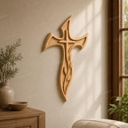 Fichier CNC & impression 3D croix en bois – bas-relief chrétien pour sculpture bois, décoration murale rustique STL