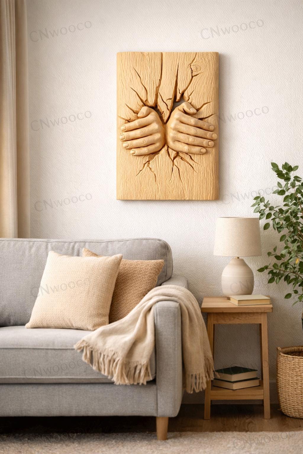 CNC-Datei Hände durch Holz – 3D-Basrelief für Holzschnitzerei, Wanddekoration und Geschenkidee STL