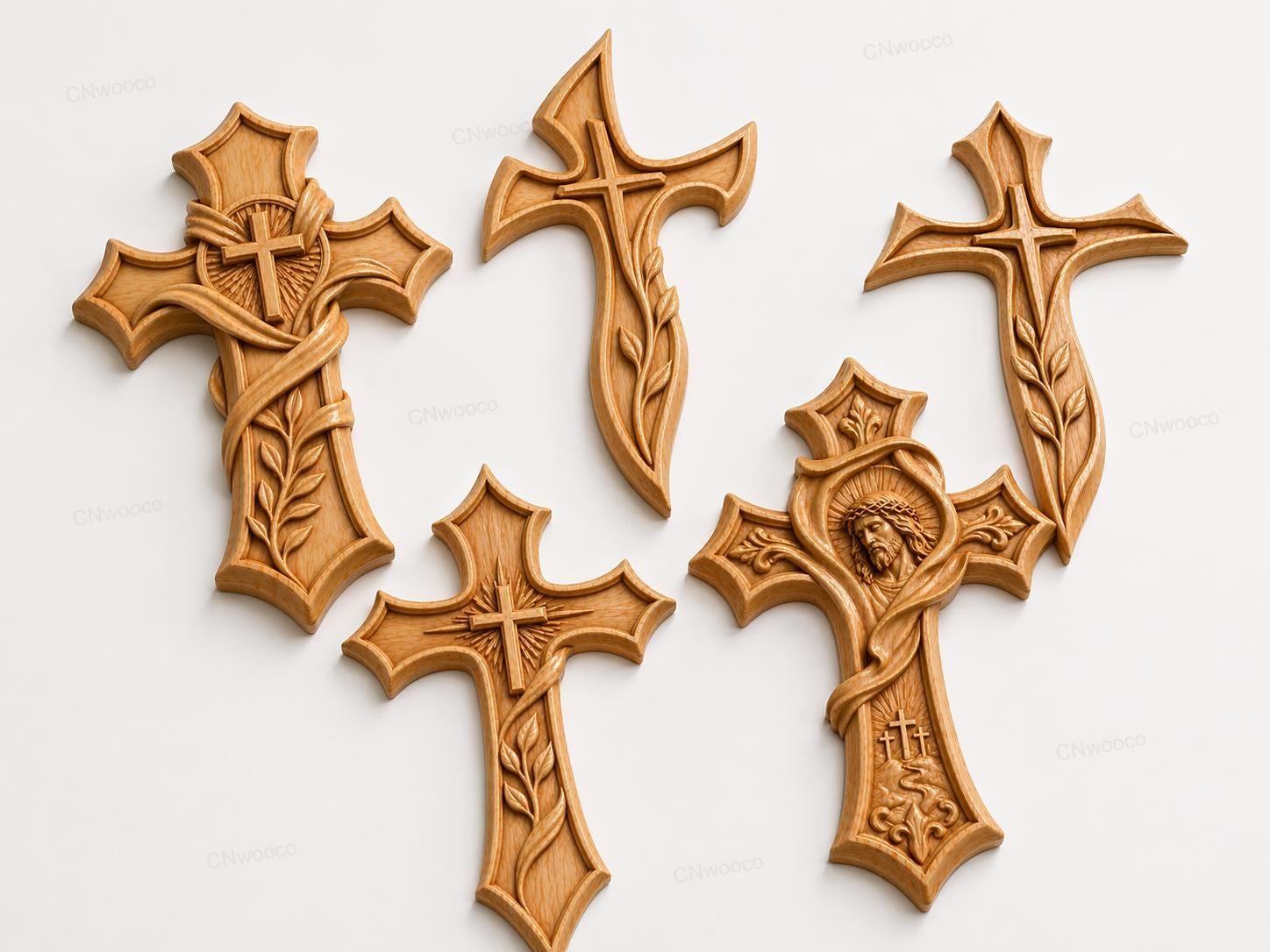 Fichier CNC & impression 3D pack 20 croix religieuses – bas-reliefs chrétiens pour sculpture bois, décoration murale STL