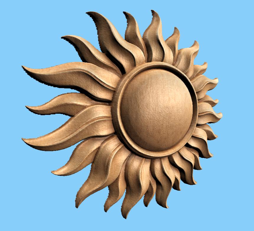 CNC Datei Sonne – 3D Solar-Basrelief für Holzskulptur, Wanddekoration STL