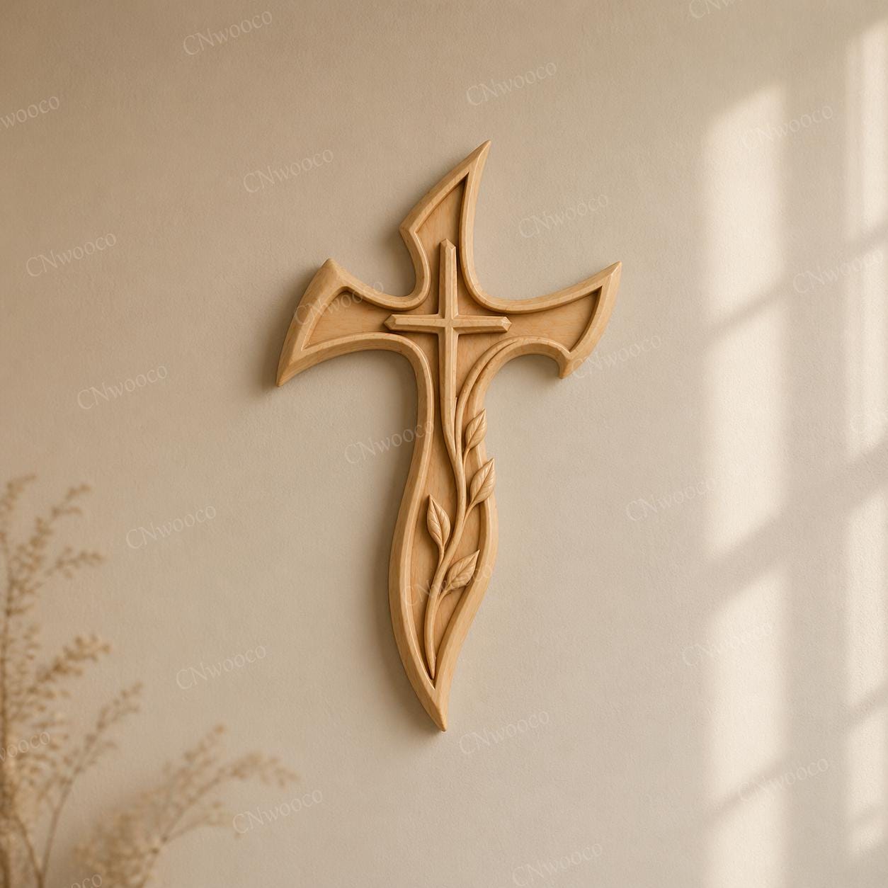Fichier CNC & impression 3D croix en bois – bas-relief chrétien pour sculpture bois, décoration murale rustique STL