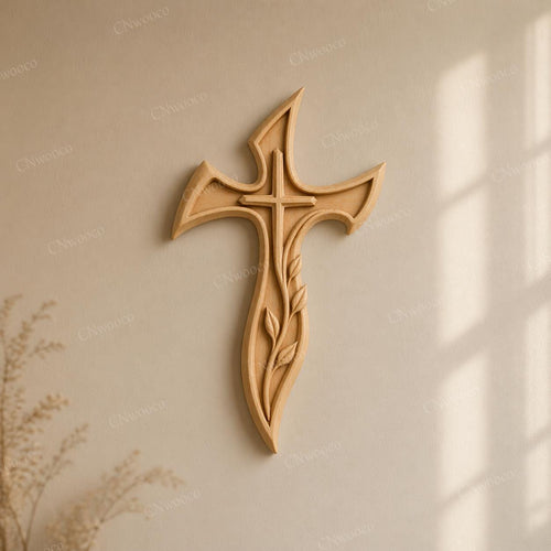Fichier CNC & impression 3D croix en bois – bas-relief chrétien pour sculpture bois, décoration murale rustique STL