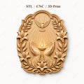 CNC & impression 3D relief mains avec lampe, colombe et lys, fichier STL très haute qualité
