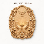 CNC & impression 3D relief mains avec lampe, colombe et lys, fichier STL très haute qualité