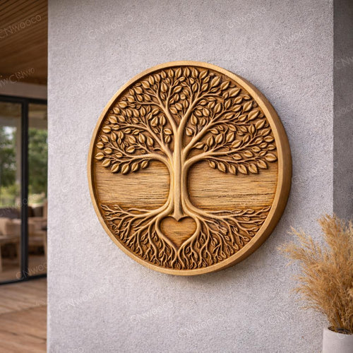 Fichier CNC arbre de vie – bas-relief spirituel pour sculpture bois, décoration murale STL