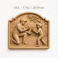 CNC & 3D-Reliefdruck Papa und Kind Baseball, sehr hochwertige STL-Datei