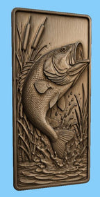 CNC & impression 3D poisson bass sautant hors de l’eau, fichier STL très haute qualité
